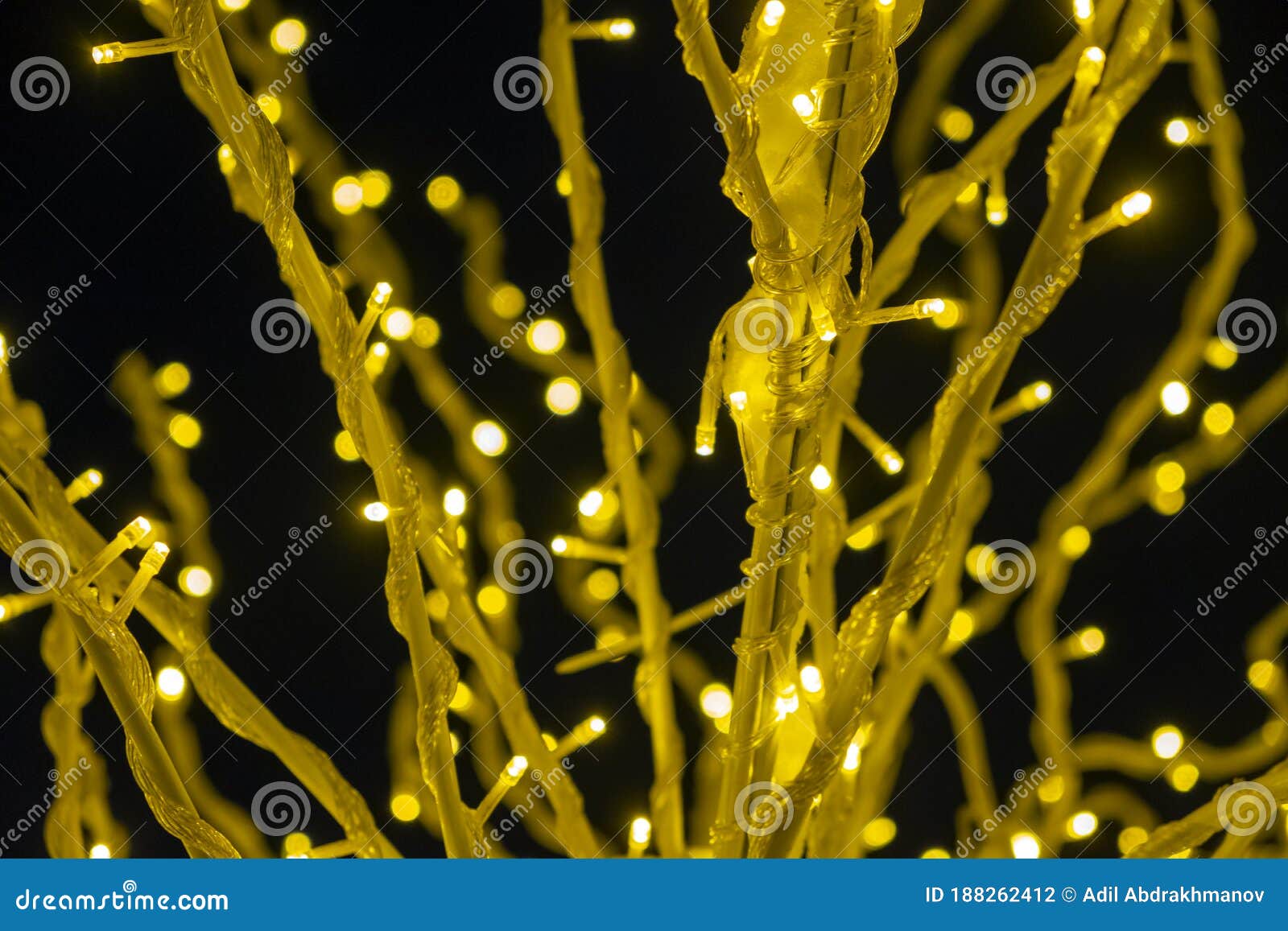 Artificial Tree Decorated with Christmas Lights Stock Photo Image of