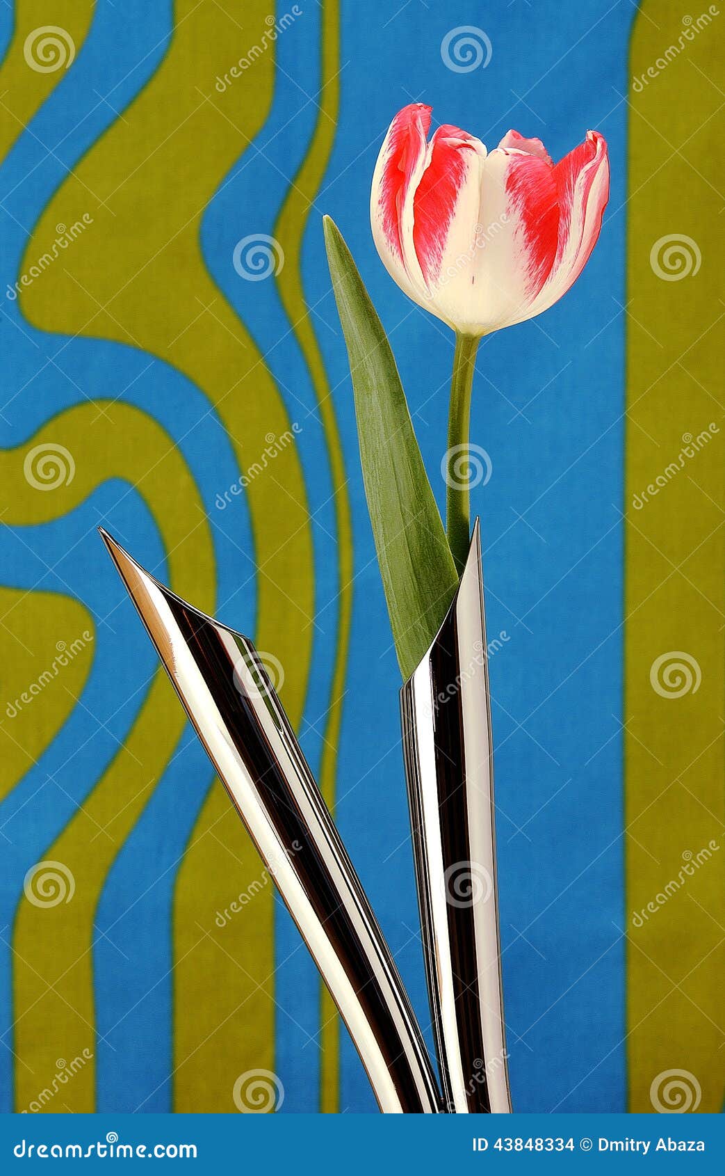Artificial Tulip in Metal Vases Stock Photo Image of handwork