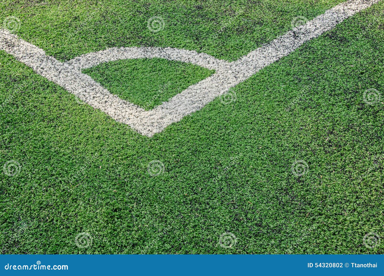 Artificial Turf Soccer Field, a Corner Marker Line Stock Photo Image