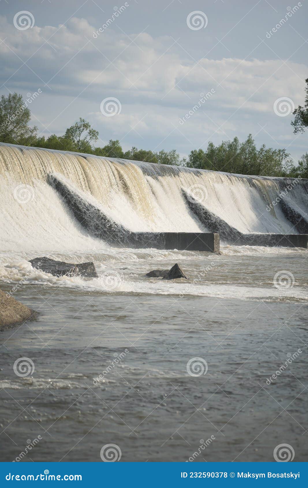 Artificial Waterfall at the Water Treatment Plant Stock Photo Image