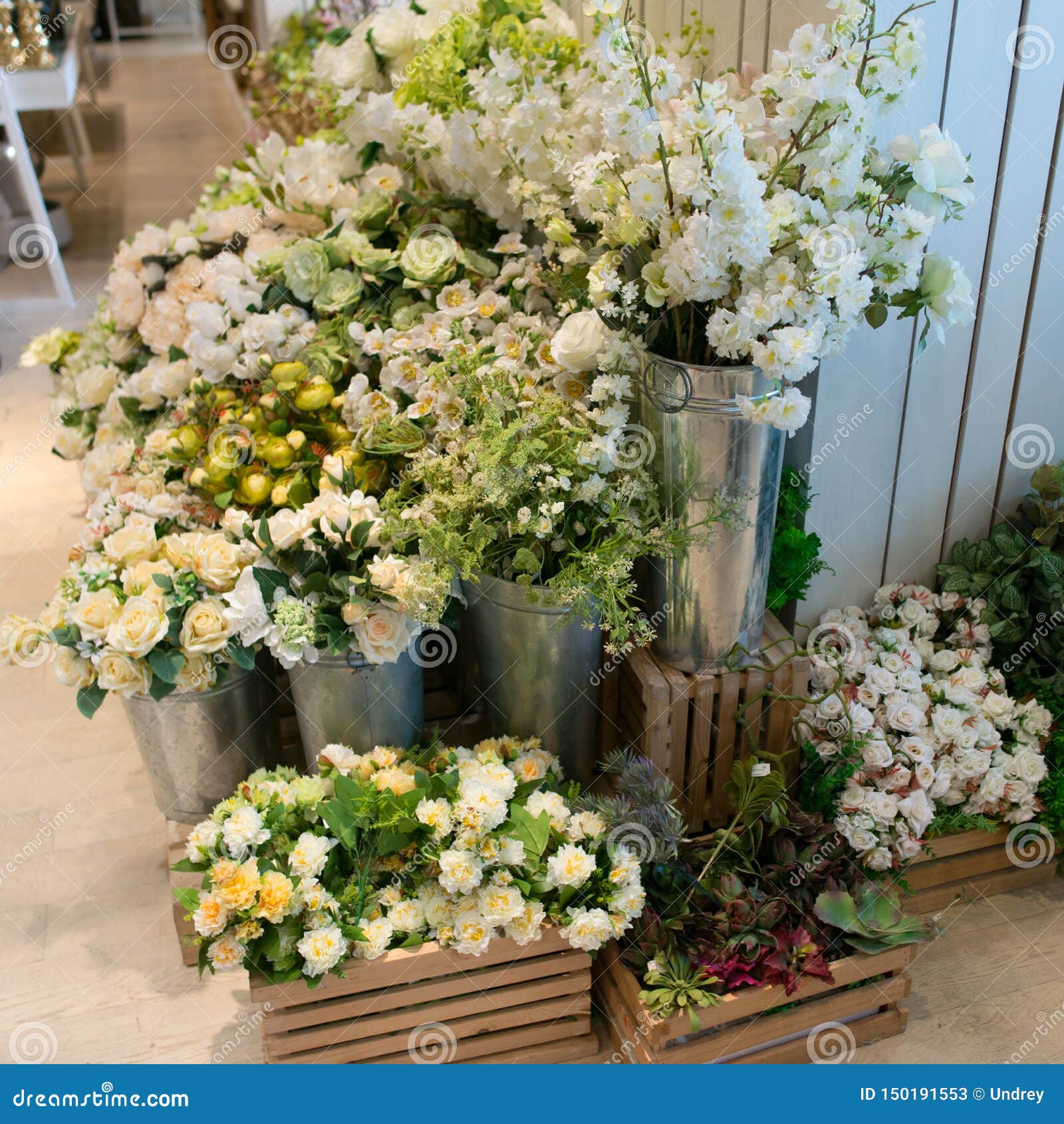 Artificial White Flowers Realistic Look Fresh Flowers Stock Image