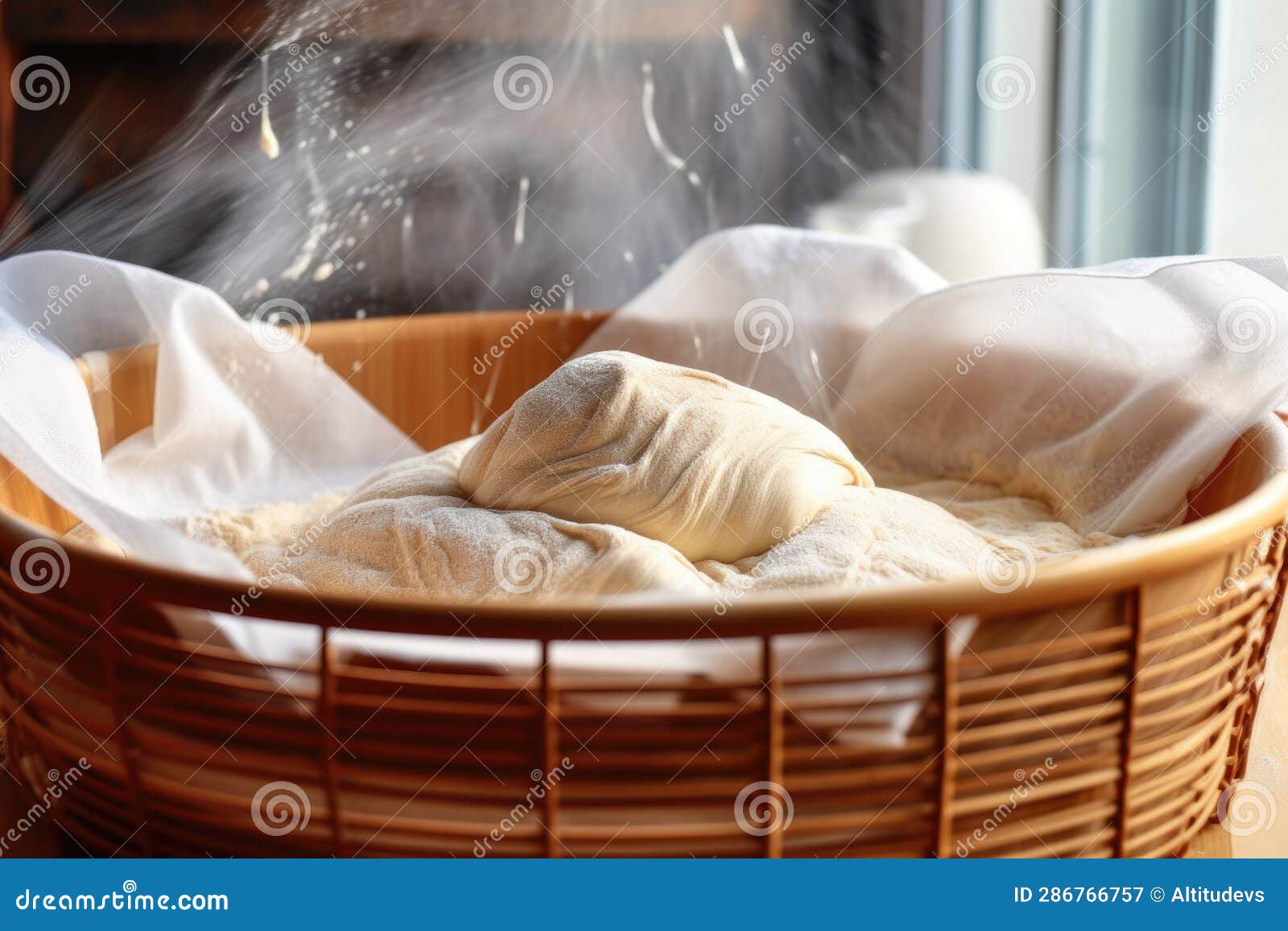 Artisan Bread Dough Rising in a Proofing Basket Stock Illustration