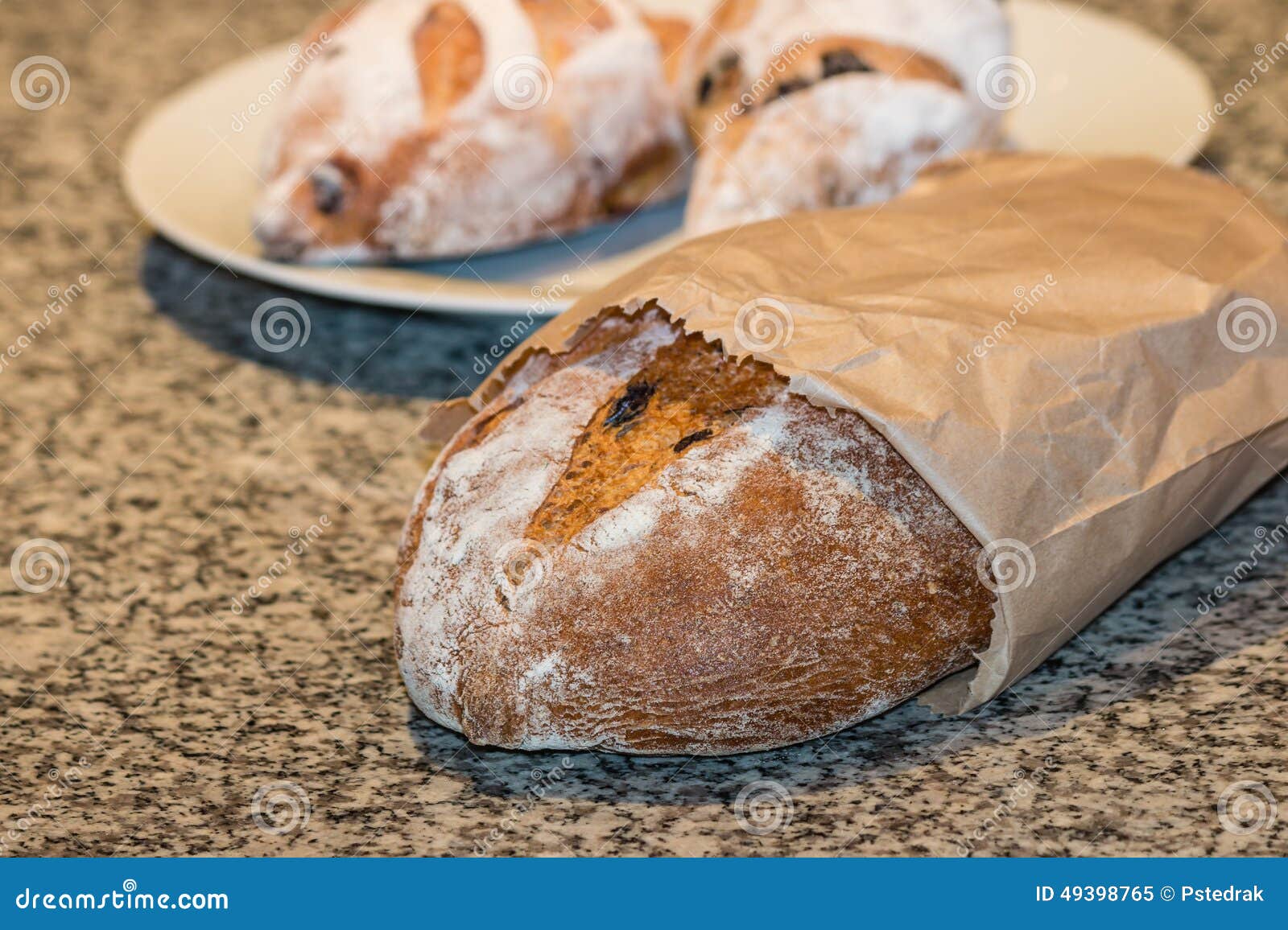 Artisan bread in paper bag stock image. Image of crust 49398765