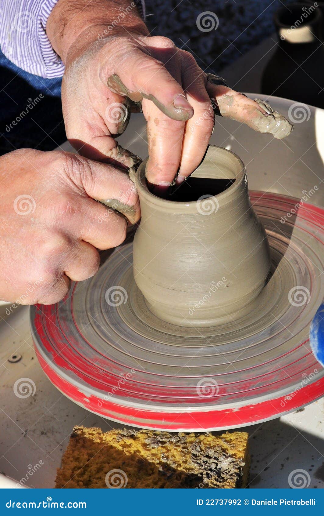 Artisan Creates a Clay Pot with a Lathe Stock Photo Image of potter