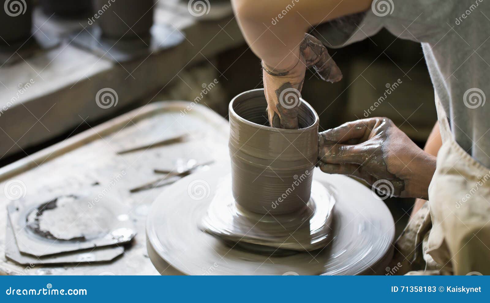 Artisan Hands Making Clay Pot Stock Image Image of shaping, scraping