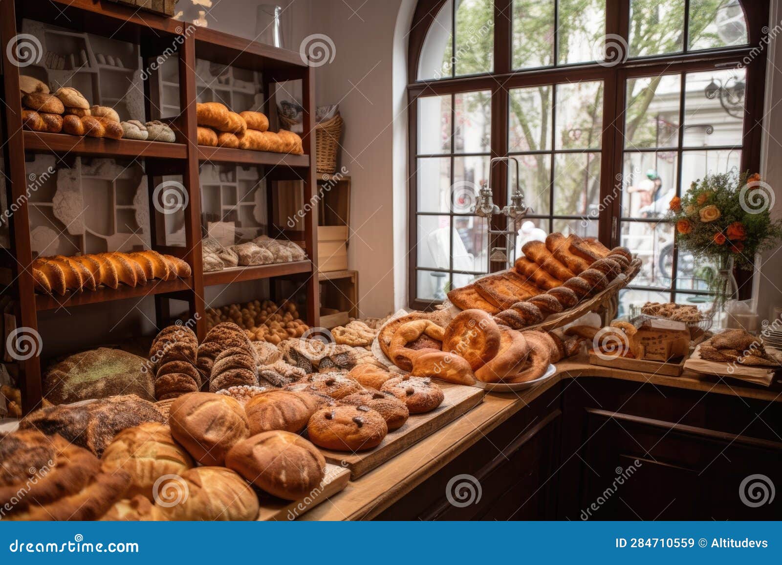 Artisanal Bakery, with Freshly Baked Breads and Pastries on Display