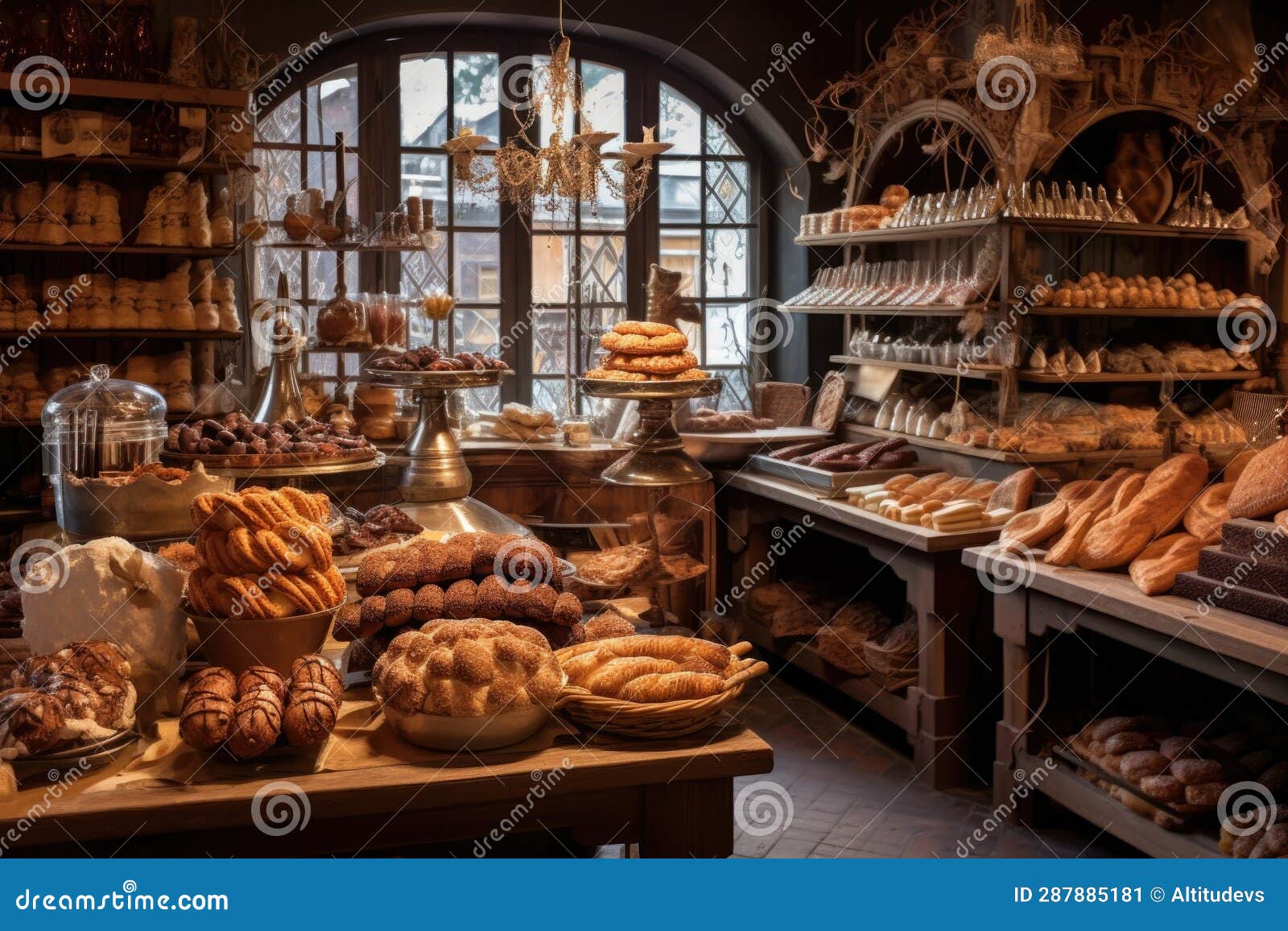 Artisanal Bakery with Various Baked Goods on Display Stock Image