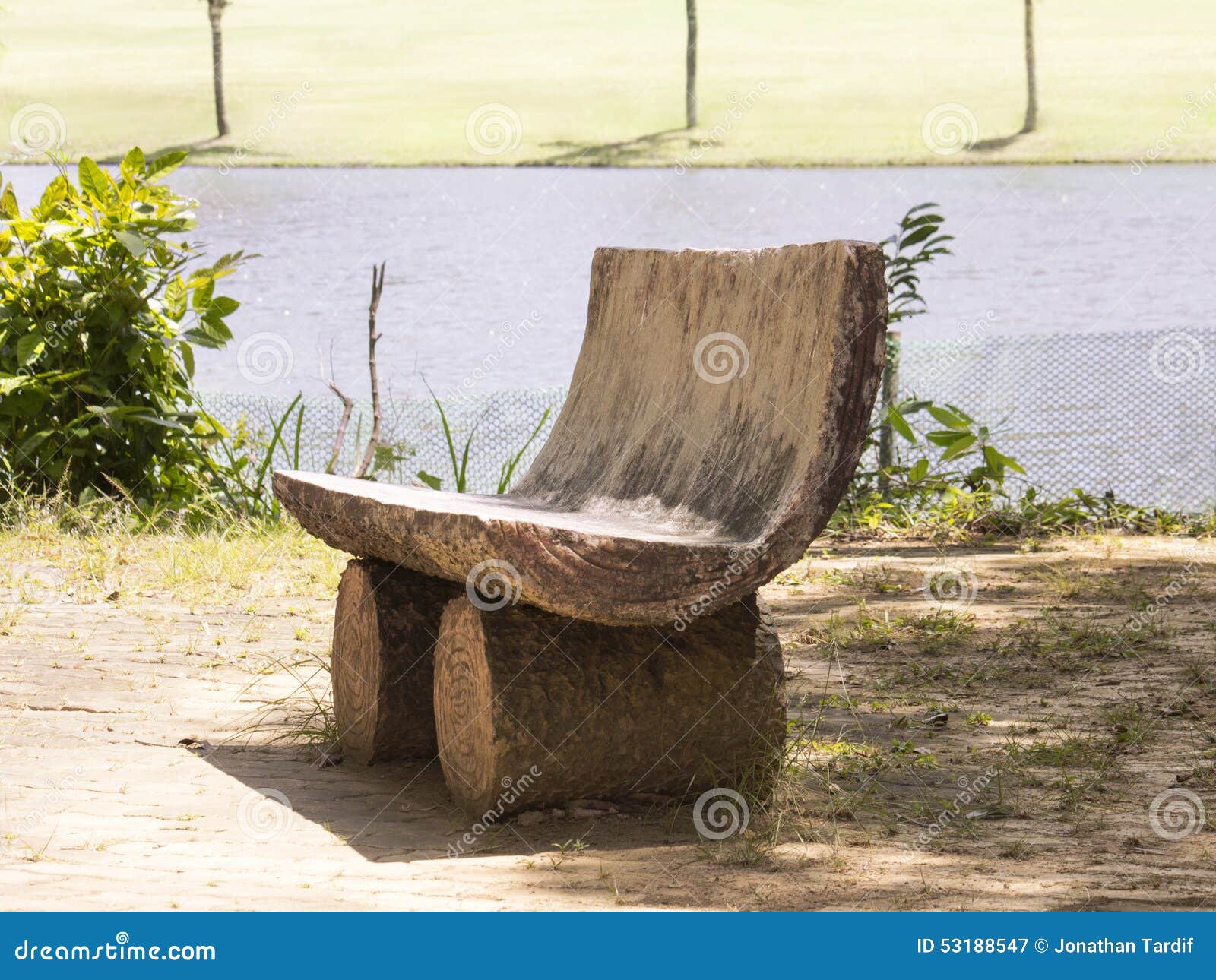 Artisanal riverside bench stock image. Image of riverside 53188547