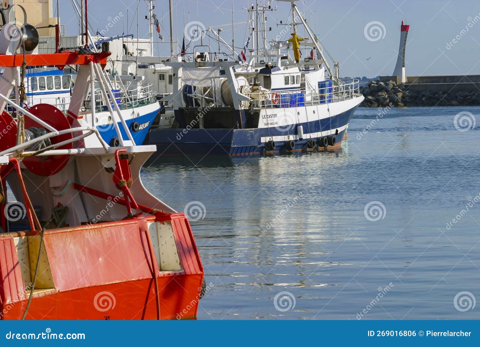 Lovely Colorful Fishing Boats in Artisanal Small Fishing Port