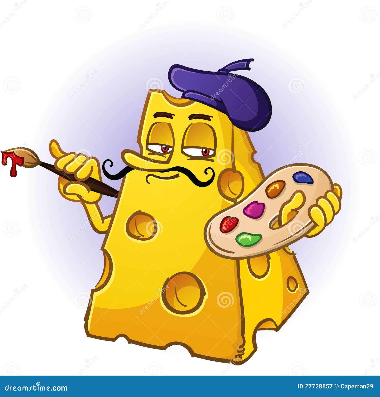 Artist Cheese Character stock vector. Illustration of excited 27728857