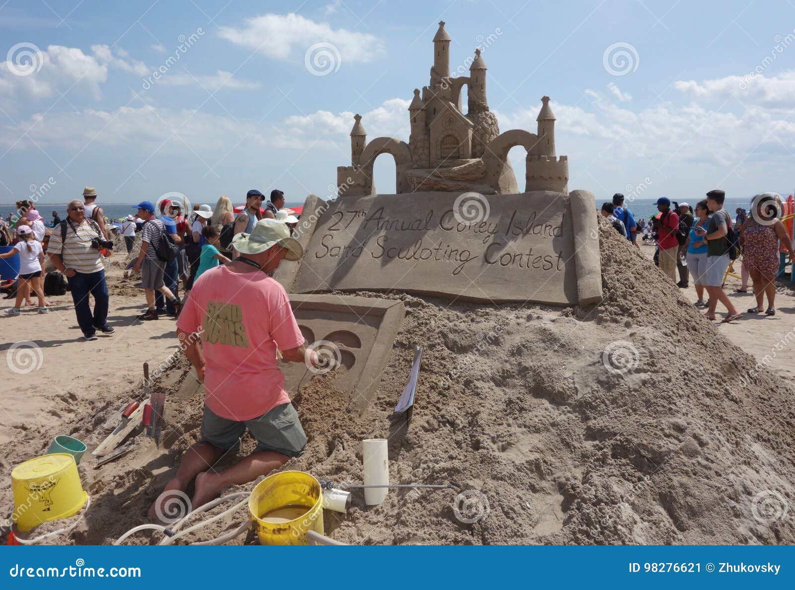 Visitors Look Sand Sculpture On Display Editorial Stock Photo - Stock Image