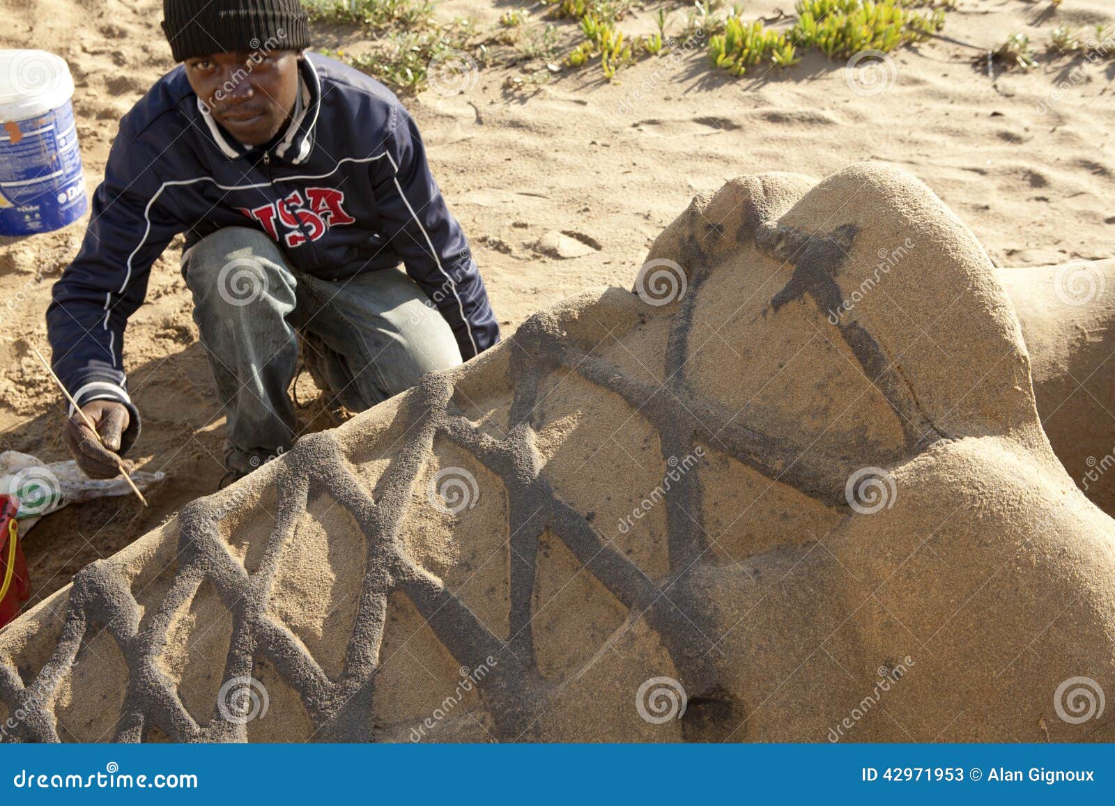 A Artist Creating a Sand Sculpture, Durban Editorial Stock Photo Image of beach, creating
