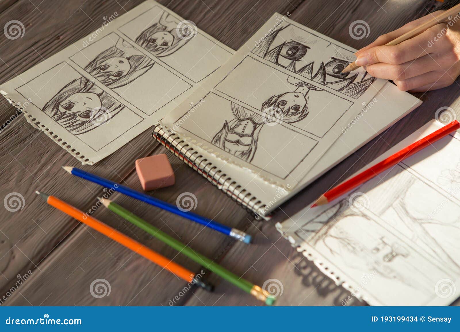 Artist Drawing An Anime Comic Book In A Studio Stock Photo  Download Image  Now  Drawing  Activity Manga Style Drawing  Art Product  iStock