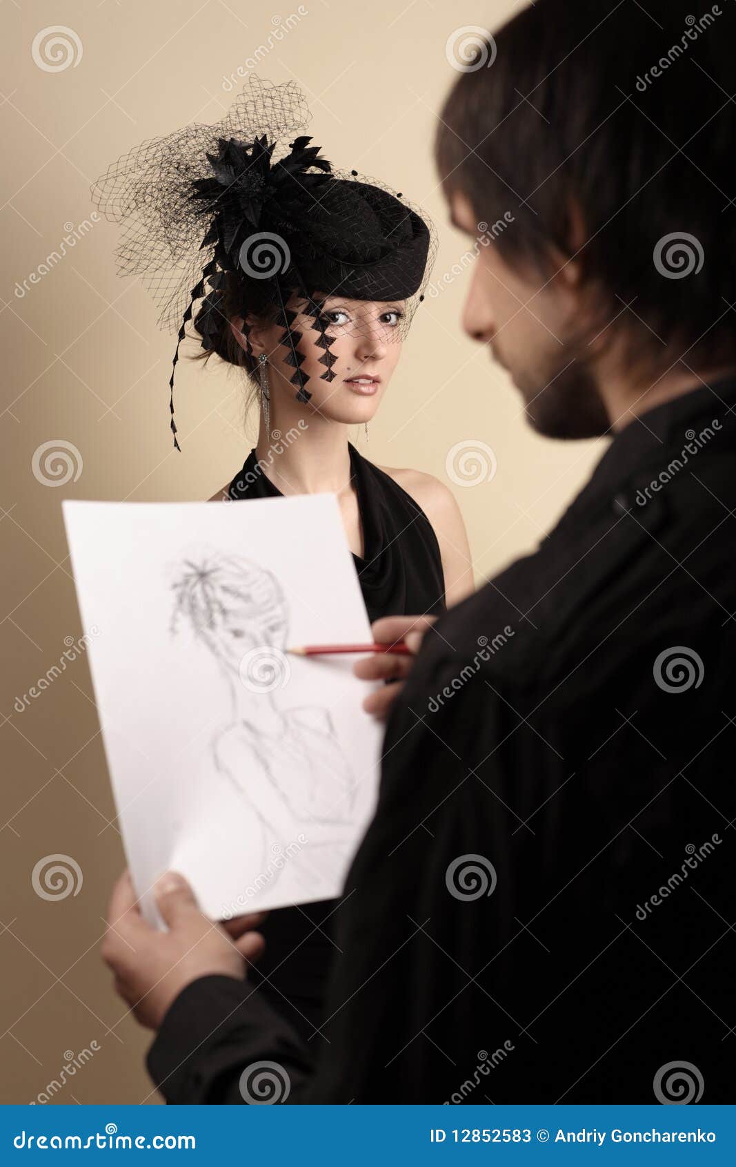 Artist draws the woman stock image Image of paper beautiful 12852583