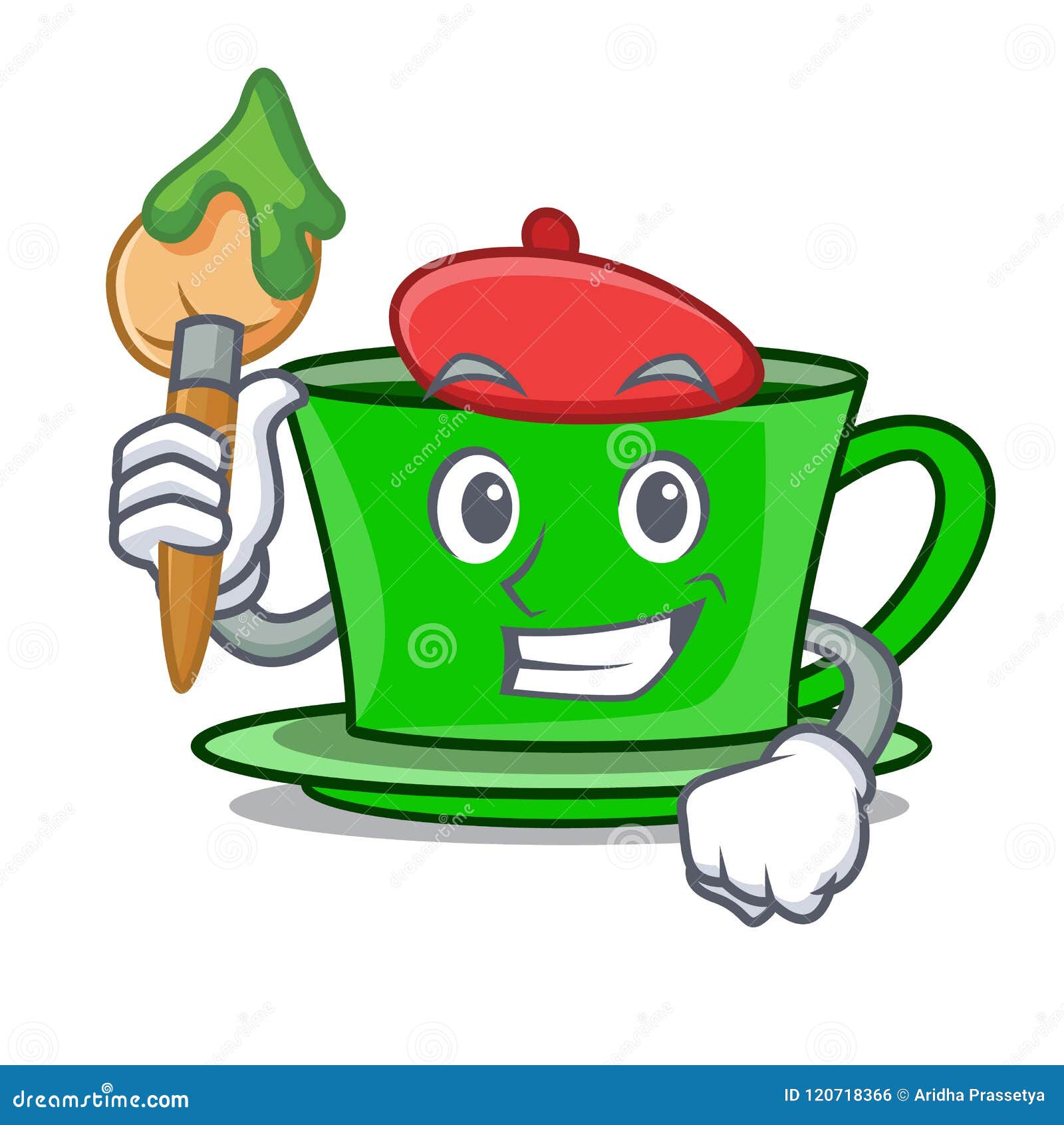 Artist Green Tea Character Cartoon Stock Vector Illustration of
