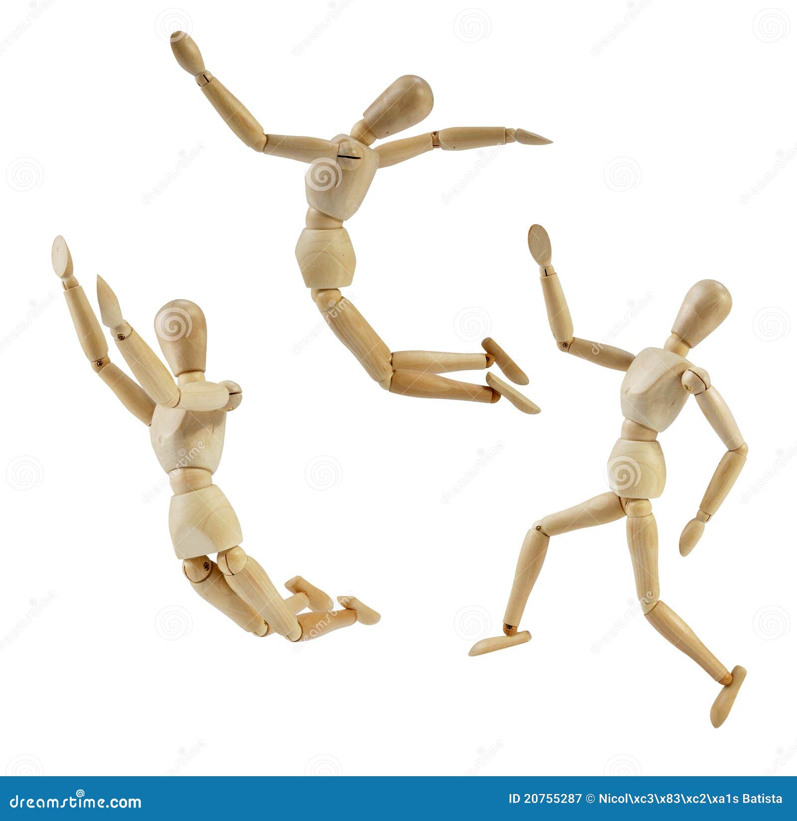 artist mannequin in jump poses