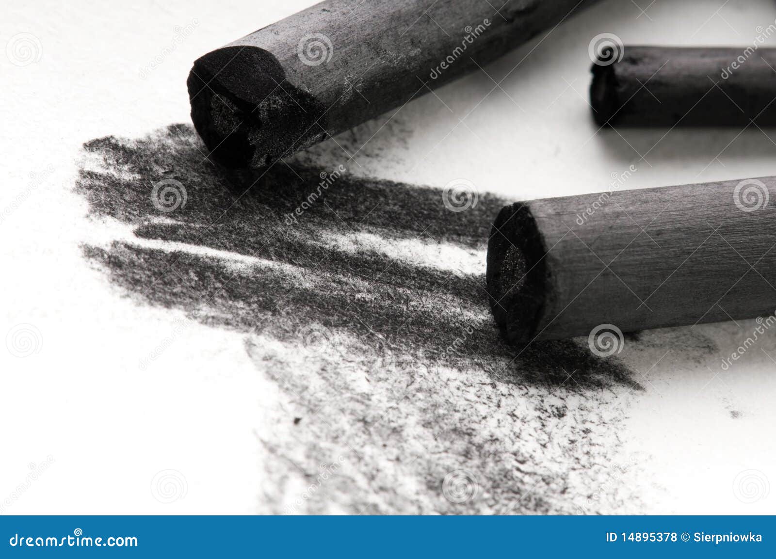 Artist S Black Charcoal with Smudge Stock Photo Image of educational