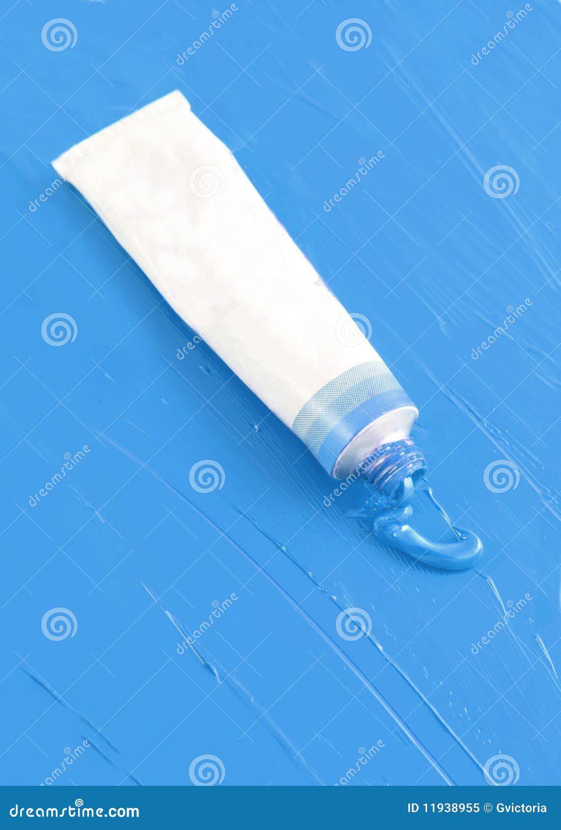 Artist's Colorful Bright Blue Paint Stock Image - Image of hobby