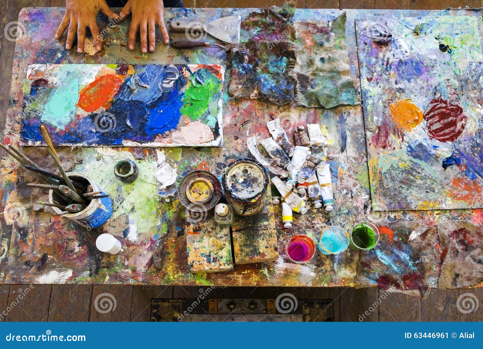 Artist S Painting Process. Abstract Painting Stock Image Image of creation, draw 63446961