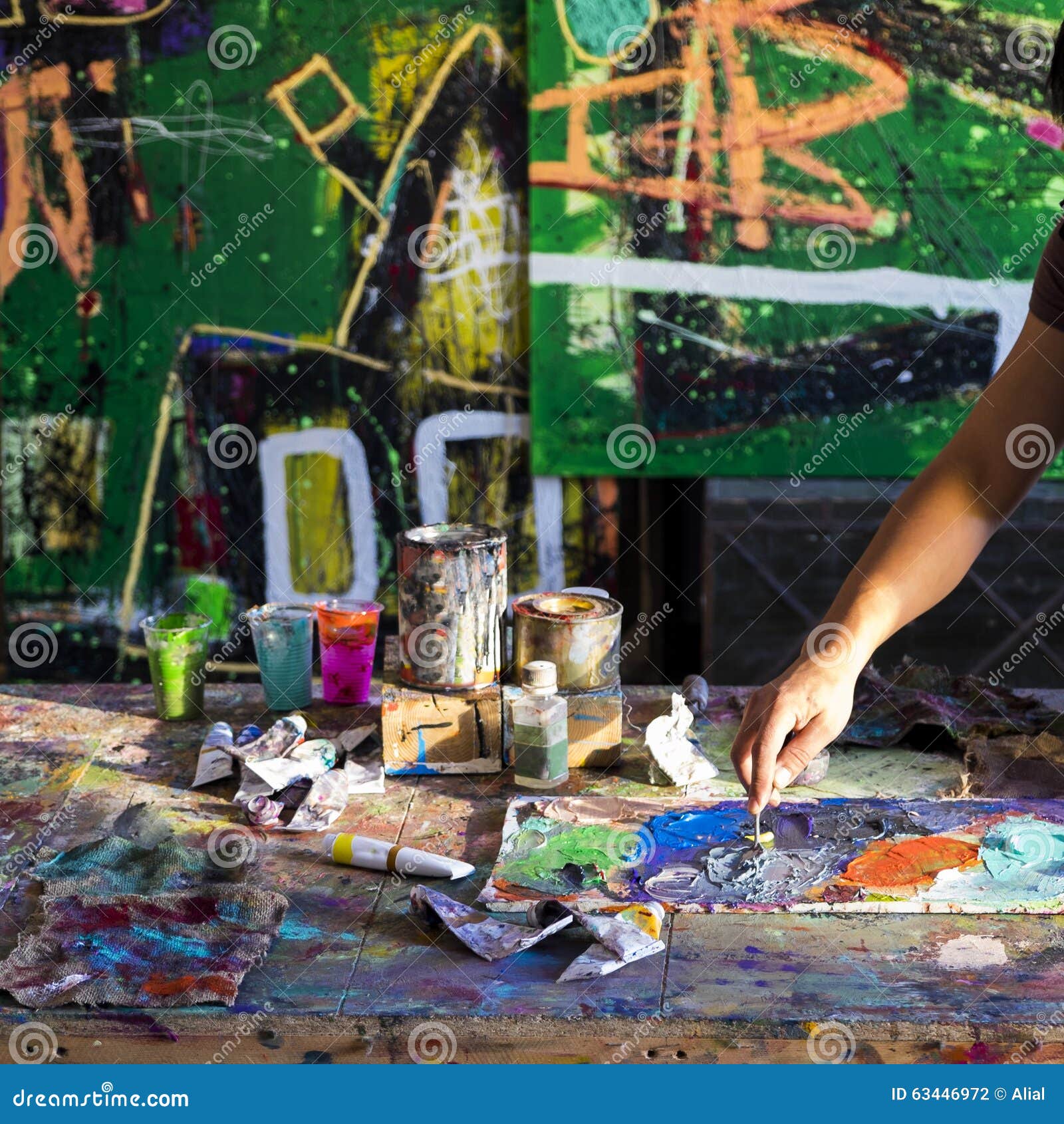 Artist S Painting Process. Abstract Painting Stock Photo Image of craftsman, design 63446972