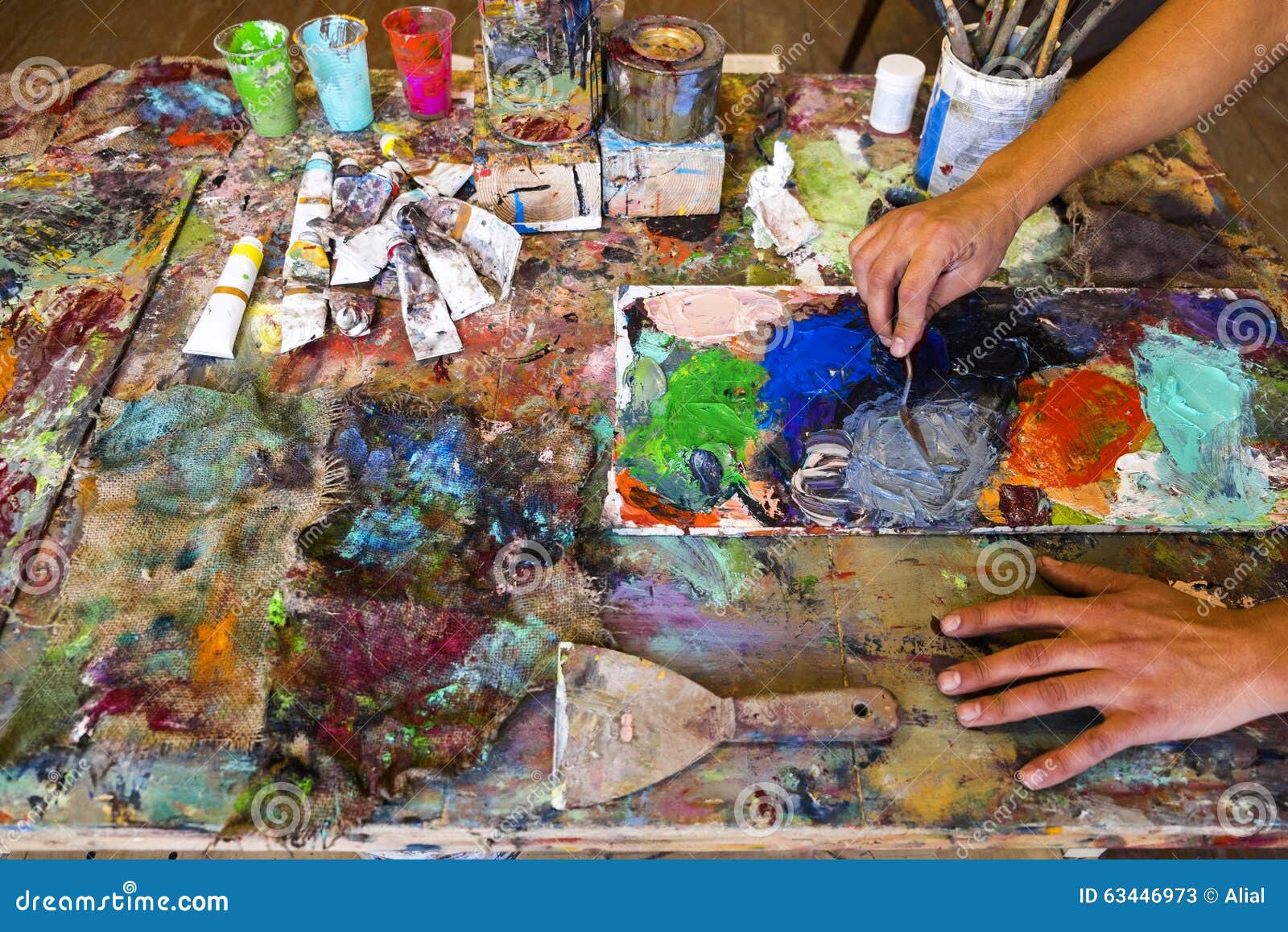 Artist S Painting Process. Abstract Painting Stock Image Image of canvas, design 63446973