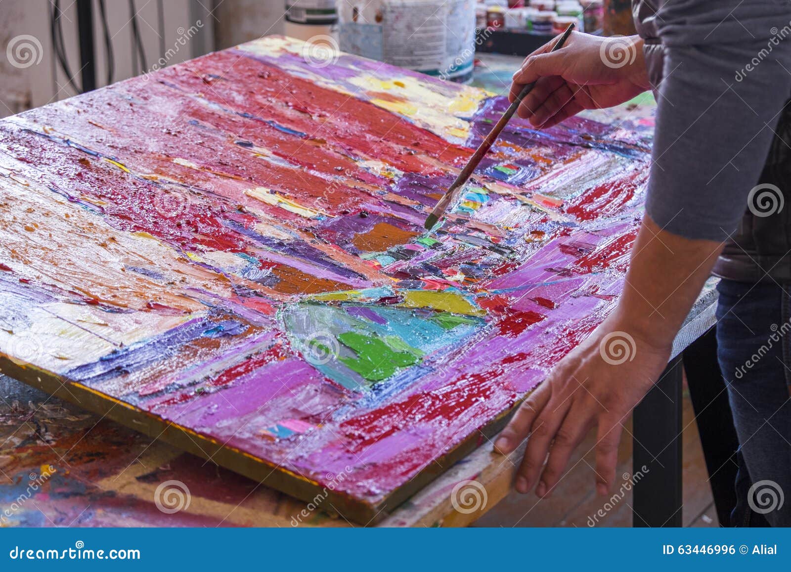 Artist S Painting Process. Abstract Painting Stock Photo Image of liquid, creative 63446996