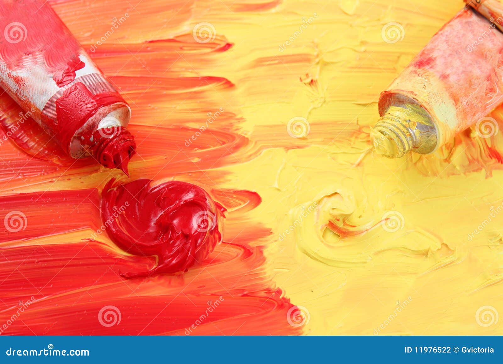 Artist S Red and Yellow Paint Stock Photo Image of painting, colors
