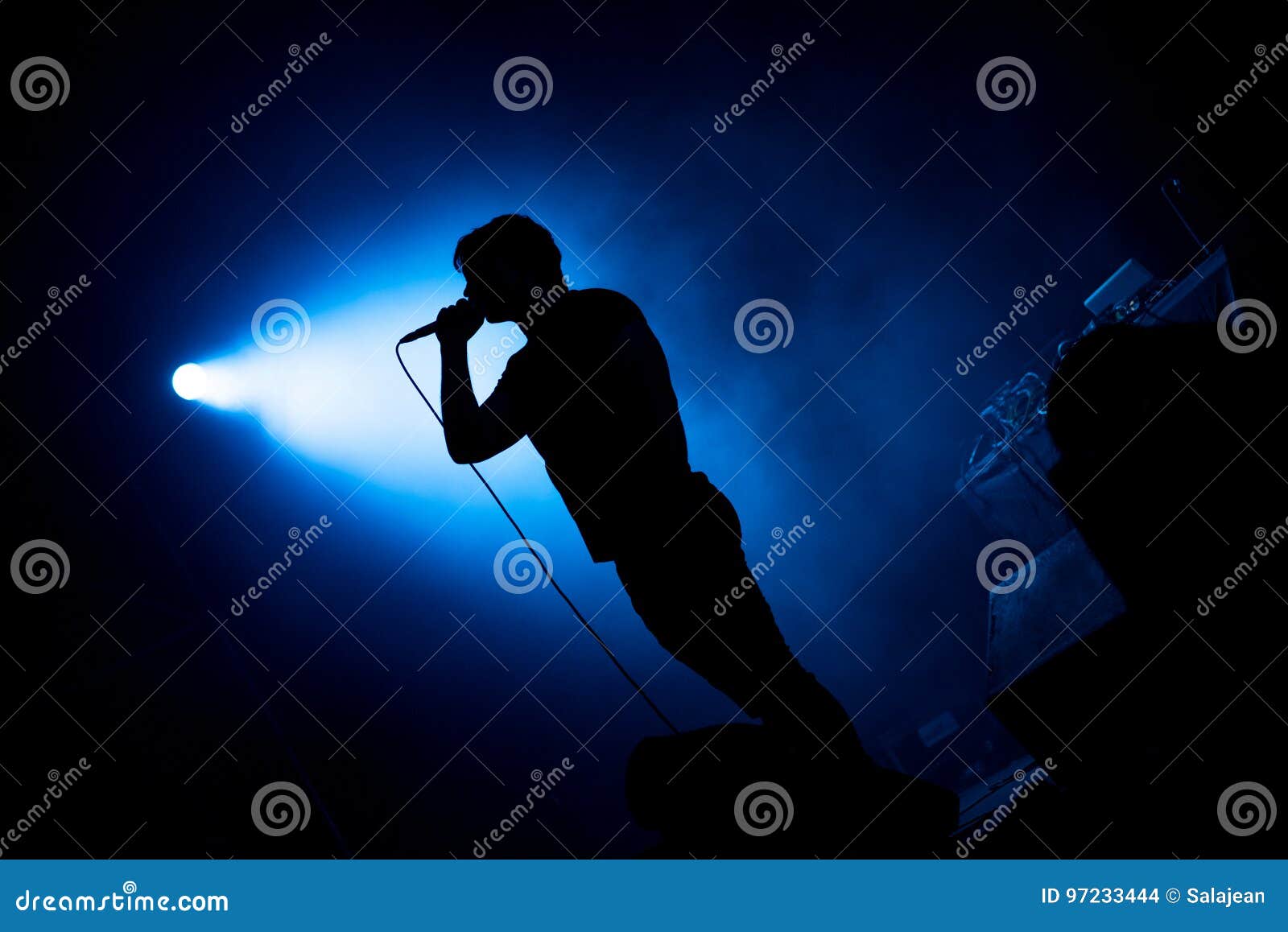 Artist Singing in Microphone in Stage Lights Stock Photo Image of