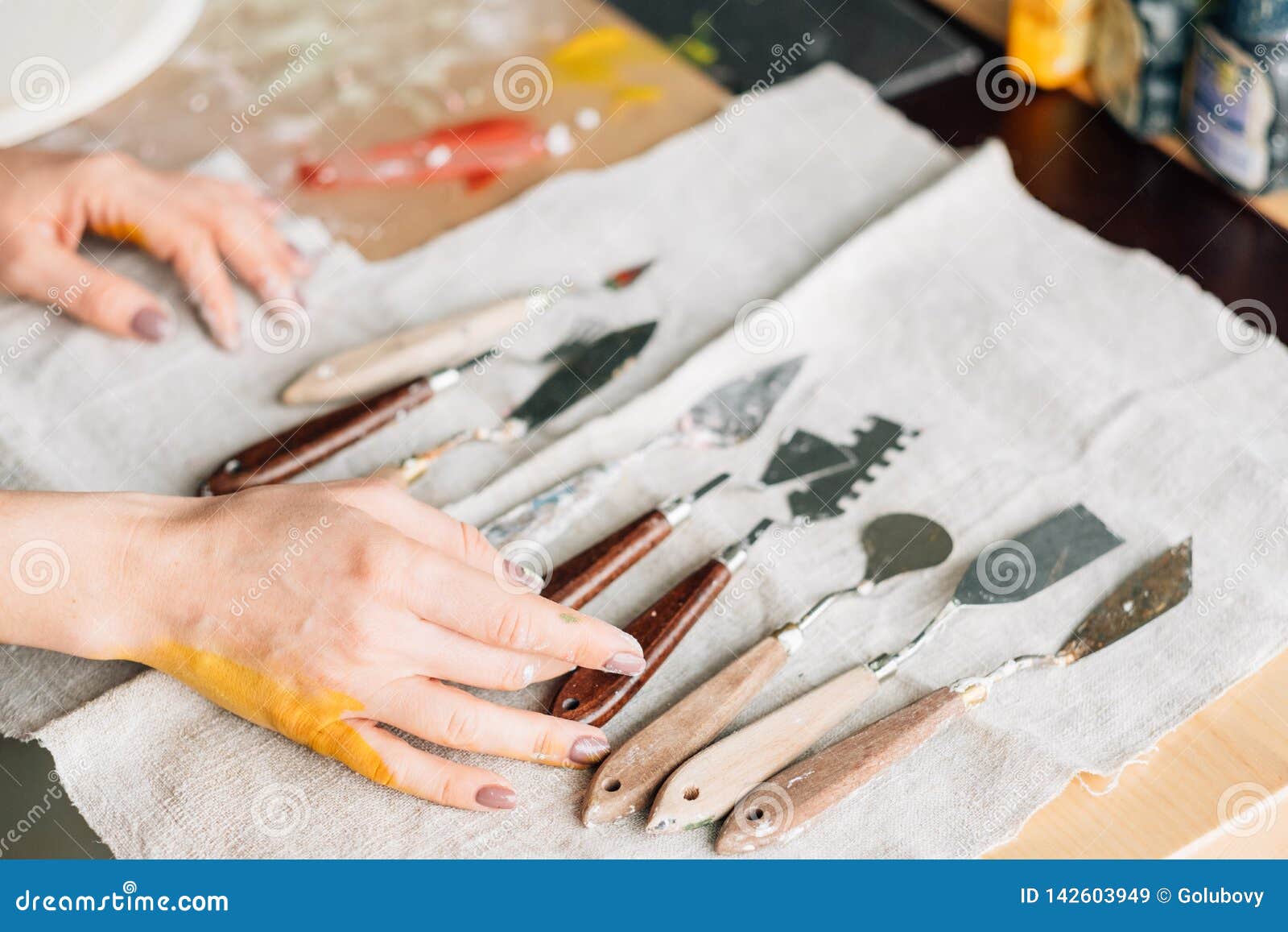 Artist Supplies Art Craft Woman Hand Tool Stock Image - Image of ...