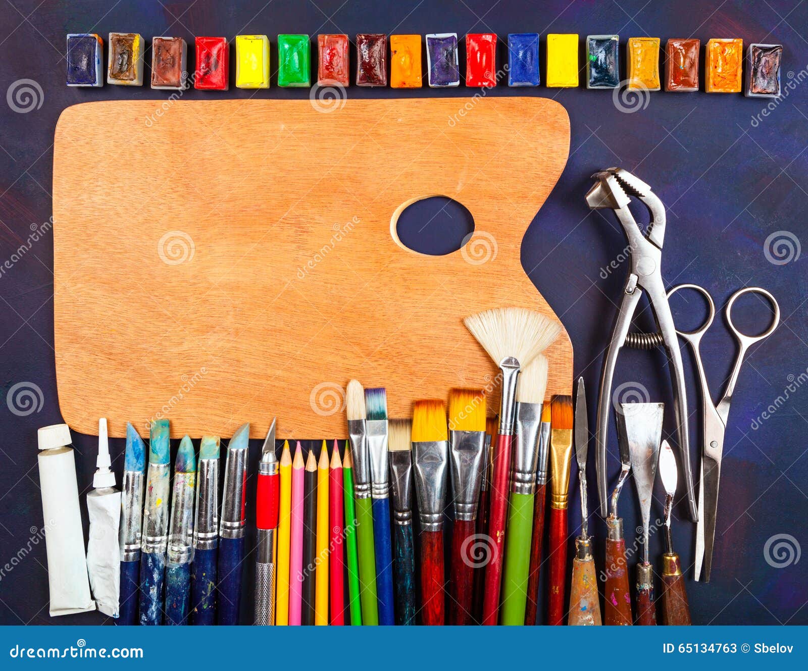 Artist tools stock image. Image of hobby, artist, bristle 65134763