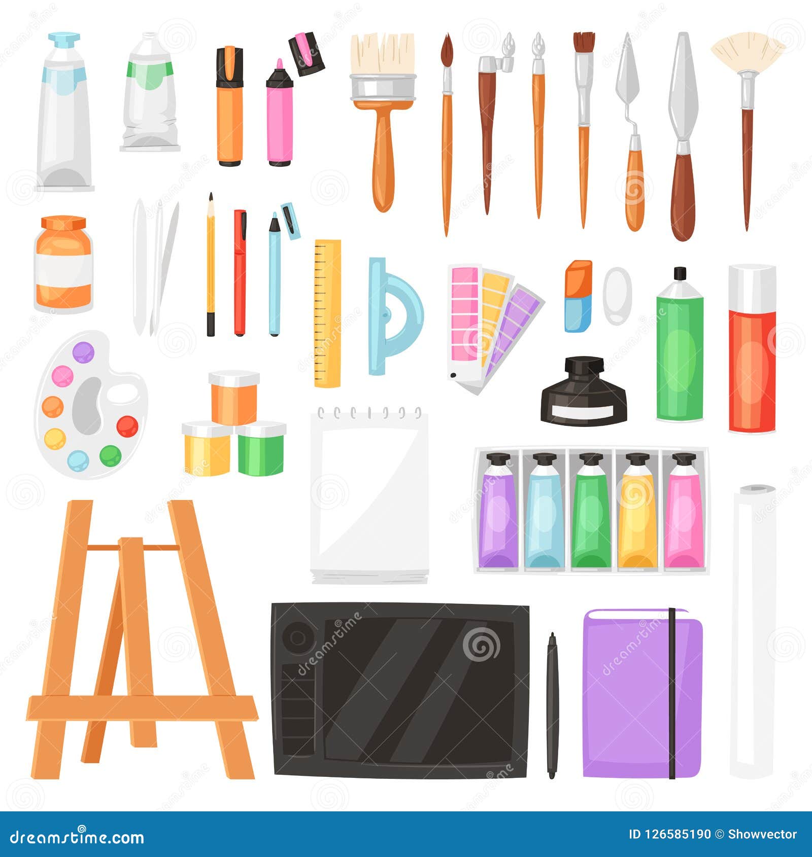 https://thumbs.dreamstime.com/z/artist-tools-vector-watercolor-paintbrushes-palette-color-paints-canvas-artwork-art-studio-illustration-artistic-126585190.jpg