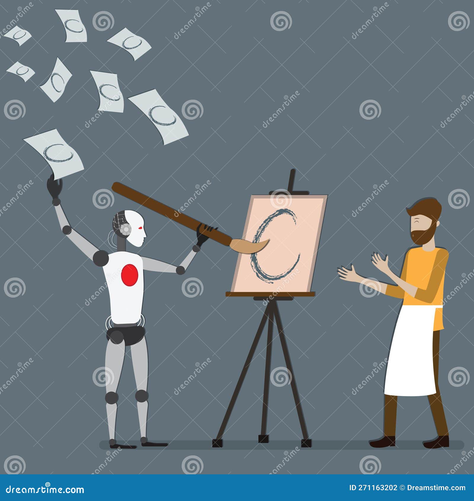 The Artist Using AI Generated His Art Vector Stock Vector Illustration of making, unique