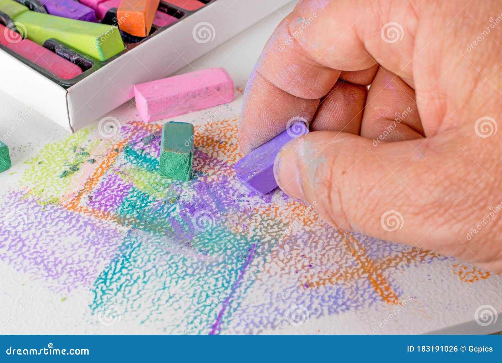 An Artist Using Soft Chalk Pastel Crayons Stock Photo Image of crayon, colored 183191026