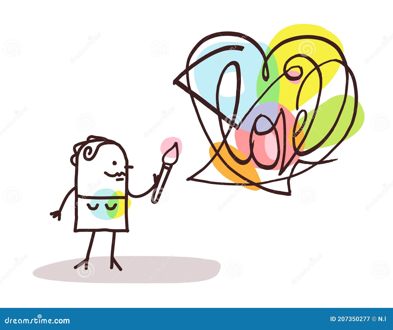 Artista De Dibujos Animados Mujer Creando Un Gran Símbolo Colorido Abstracto  Del Corazón Ilustración del Vector - Ilustración de amor, vector: 207350277
