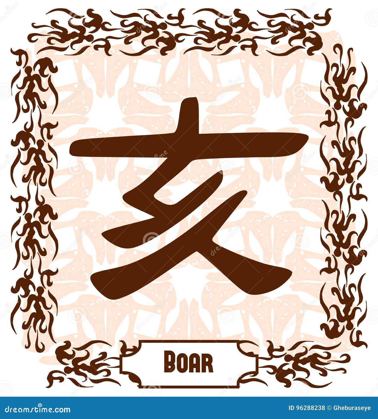 artistic background with boar ideogram