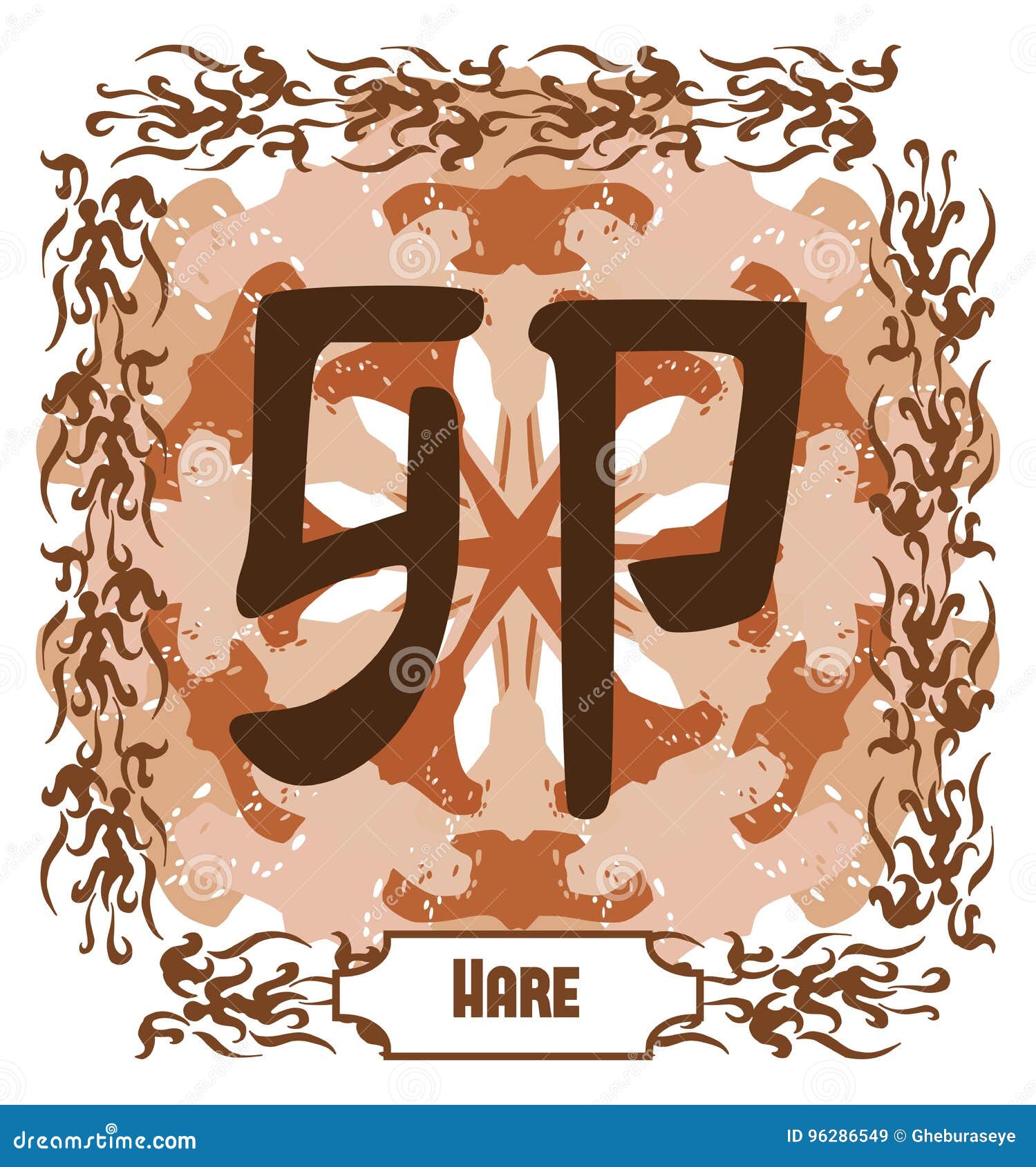 artistic background with hare ideogram