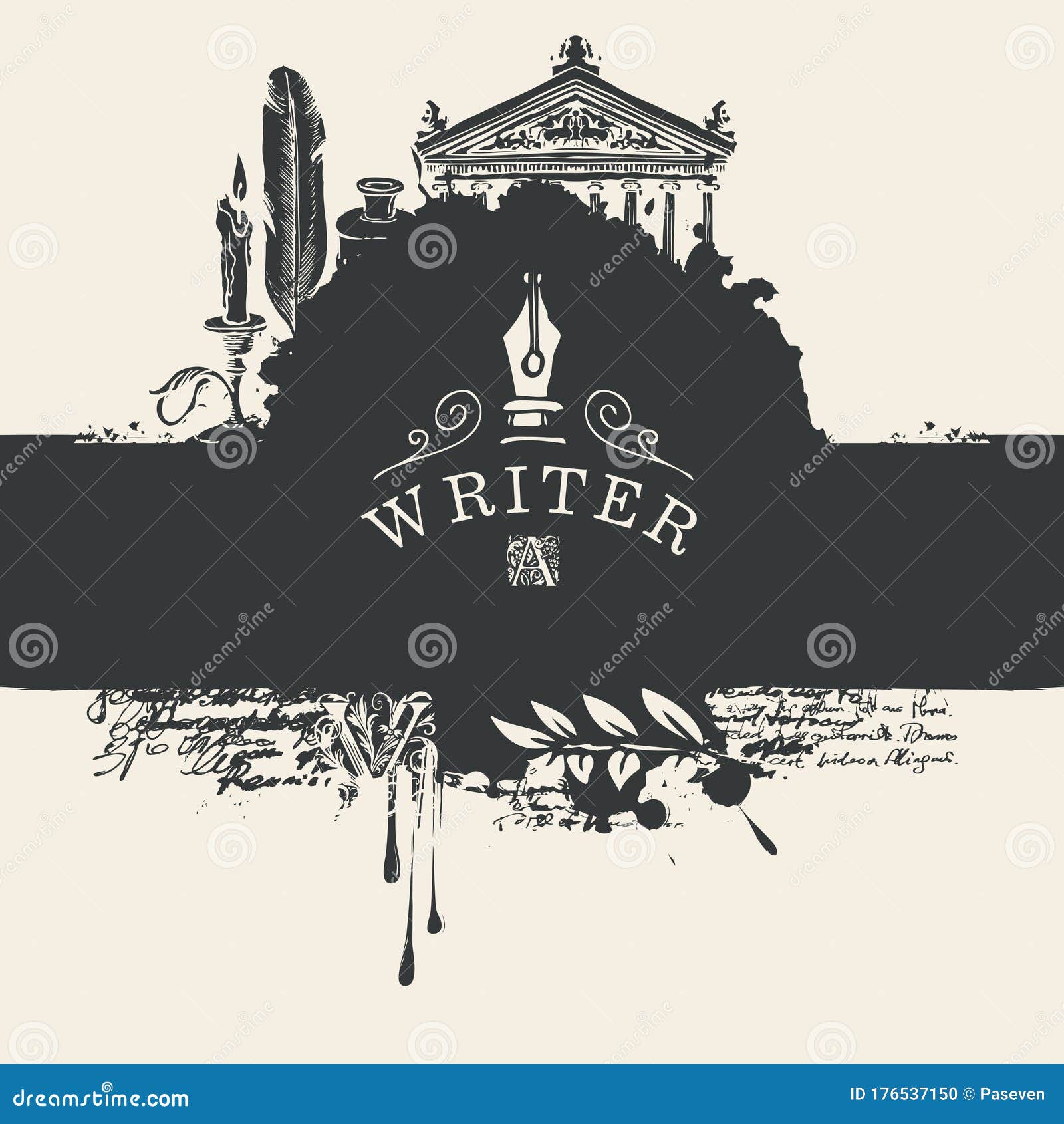 Download Artistic Banner On A Writers Theme In Vintage Style Stock ...