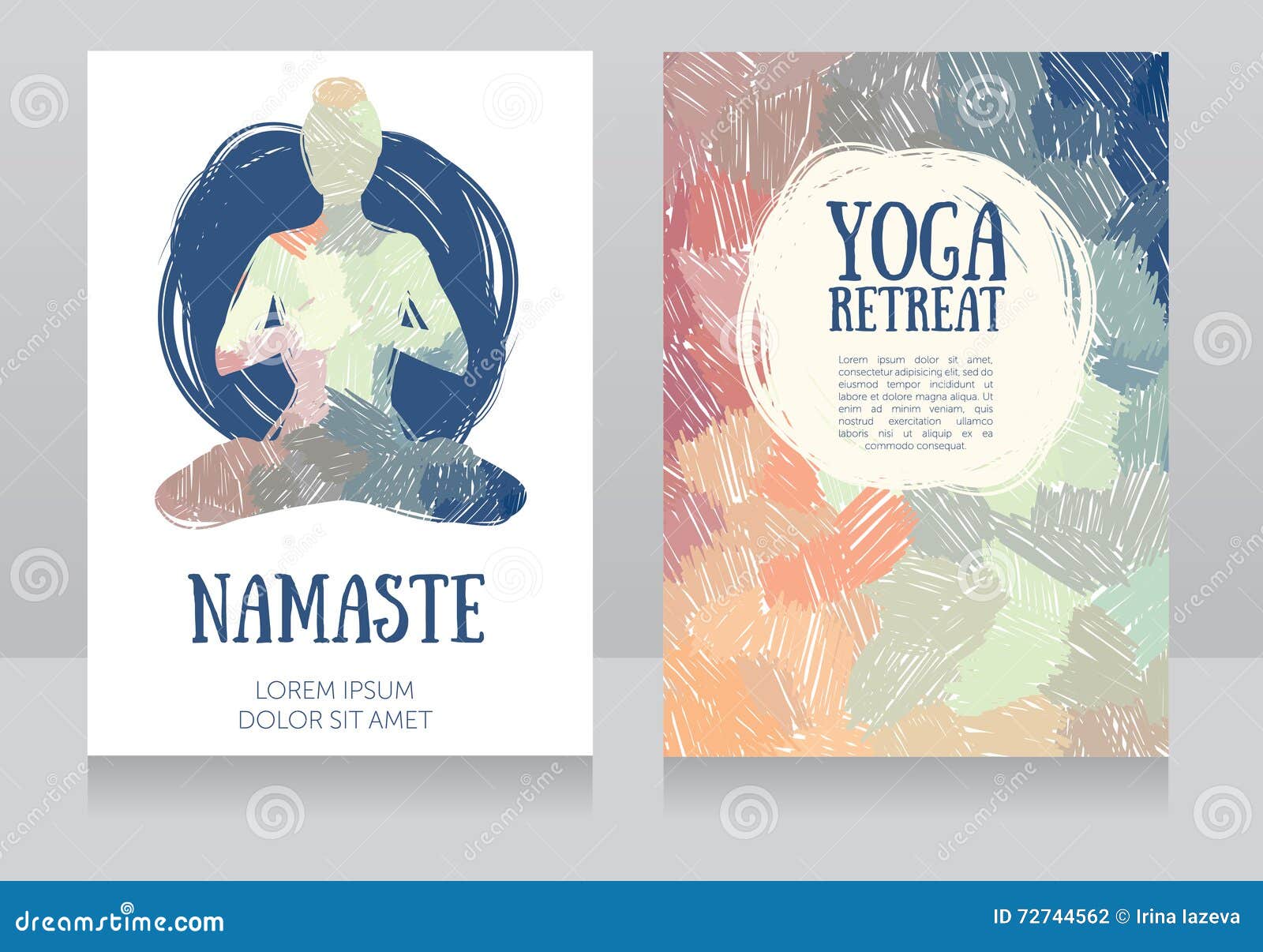 artistic cards template for yoga retreat or yoga studio