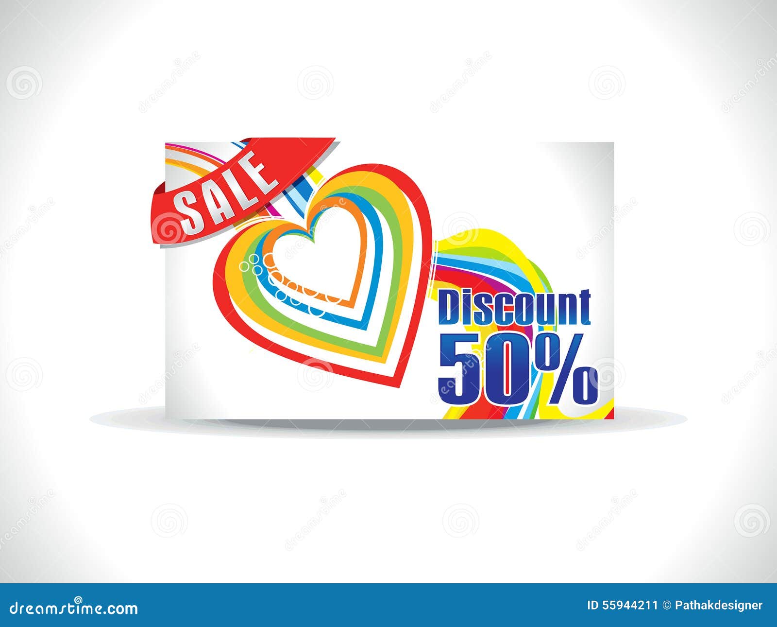 Artistic Colorful Love Discount Card Stock Vector Illustration of