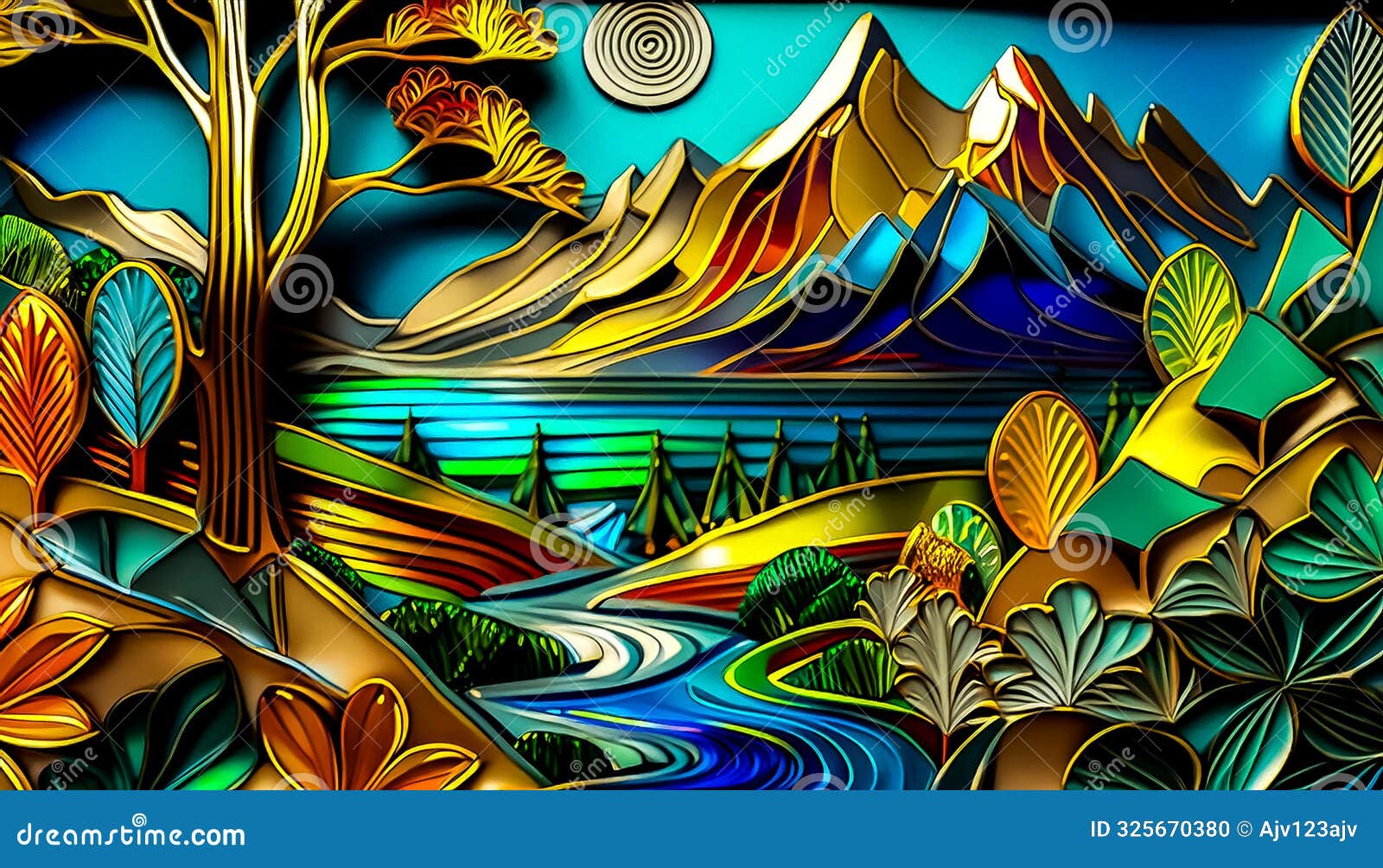 an artistic concept sketch for a 3d studio artwork of a landscape setting
