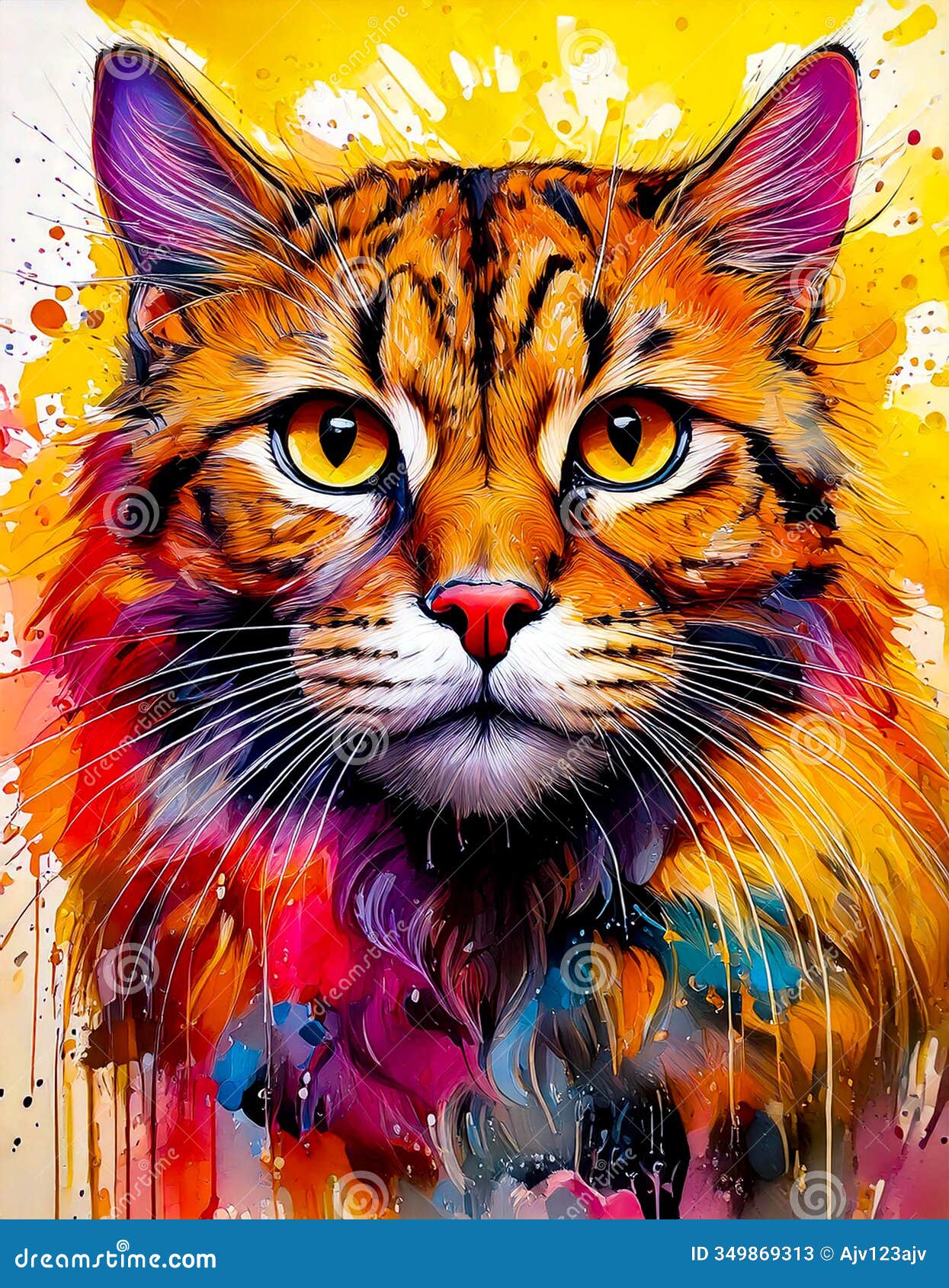 an artistic concept sketch for a studio artwork of a cat portrait