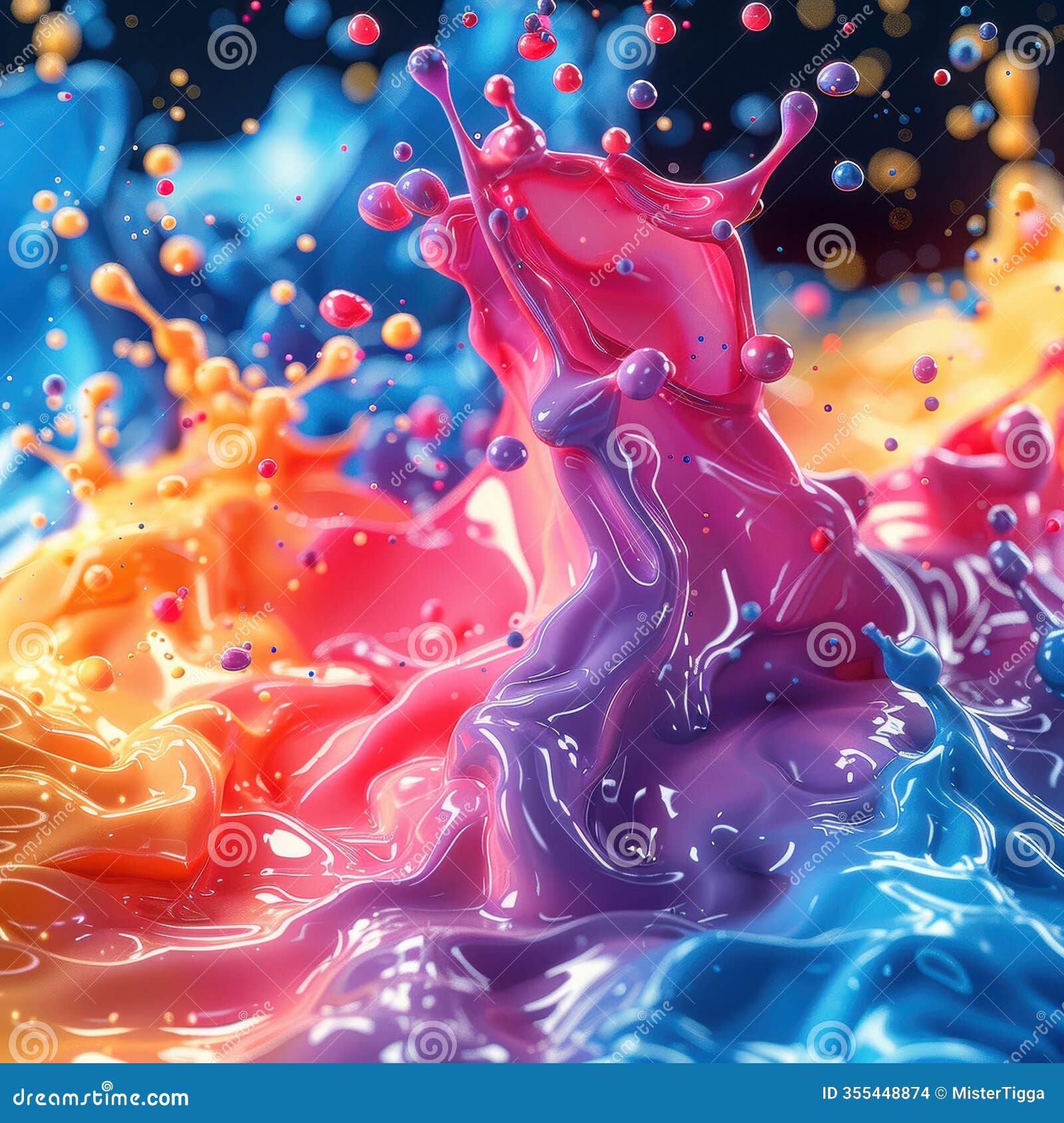 artistic digital depiction of a vibrant, intermixed splash of red and blue paint, creating a dynamic pattern - ai