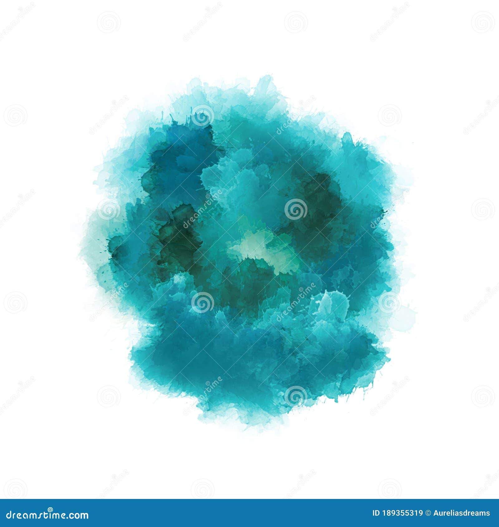 artistic drawing in shades of green and blue. paint mixure  on white background. abstract watercolor . mixed m