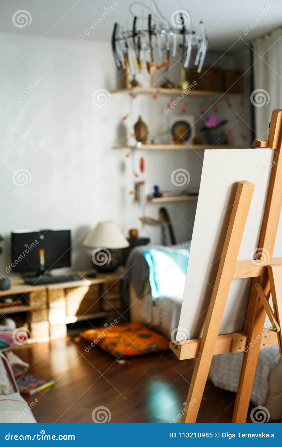 Artistic Equipment Artist Paper Or Canvas On Easel In An Artist