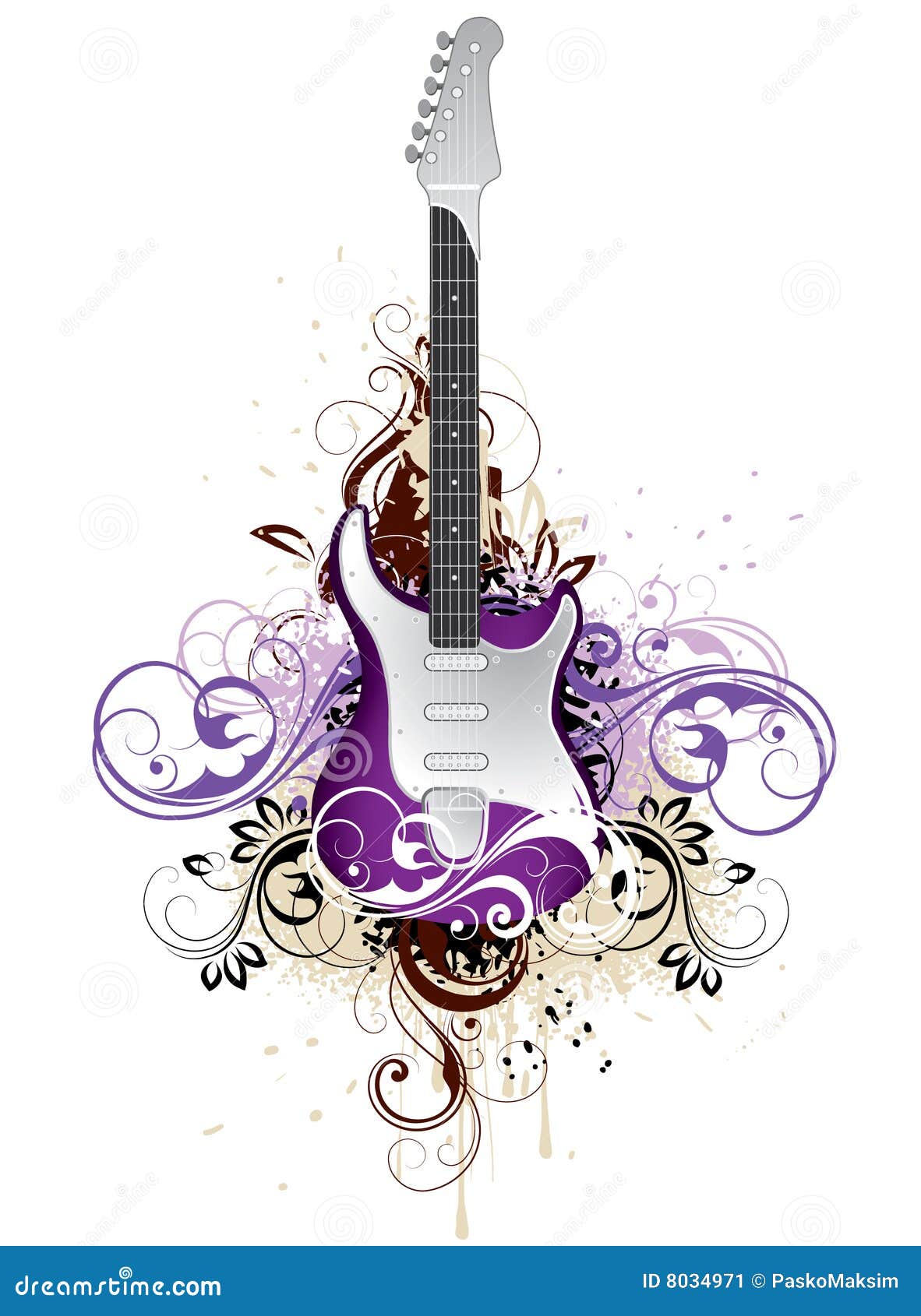 Artistic floral guitar stock vector. Illustration of guitar 8034971