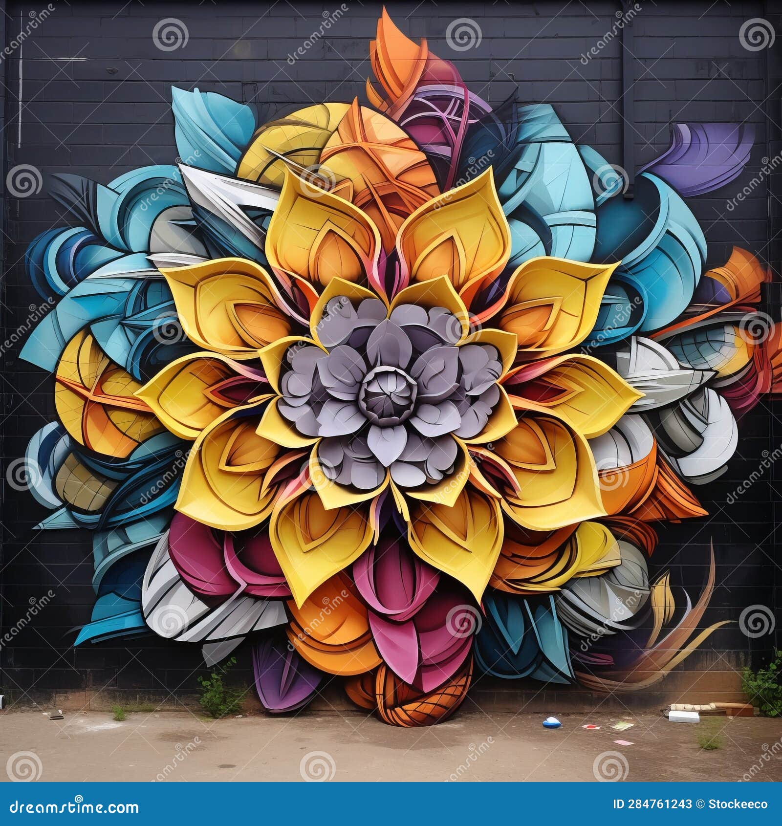 Décoration murale design Lotus graffiti