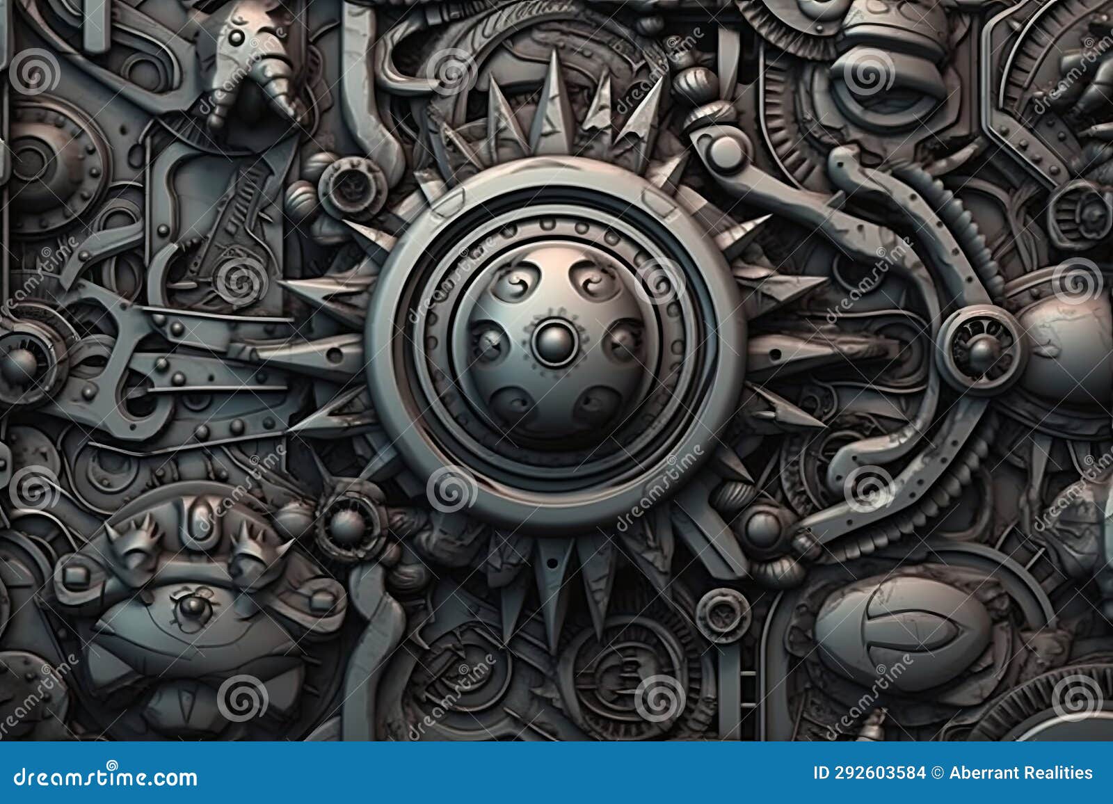 An Artistic Image of a Clockwork Wall with Many Different Types of Gears Stock Illustration