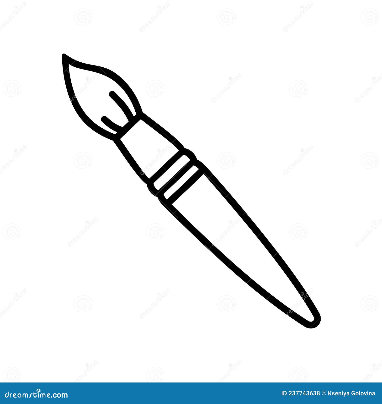 Artistic Paint Brush, Isolated Illustration with Black Outline Stock