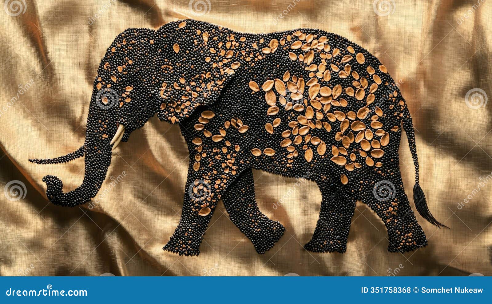 artistic pattern of tamarind seeds forming elephant  india digital art textured background creative concept