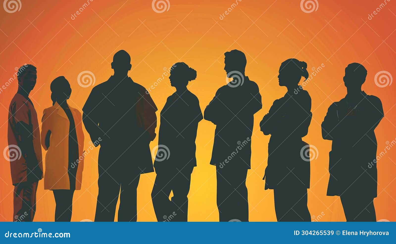 Artistic Representation of Medical Staff in Various Roles and Uniforms